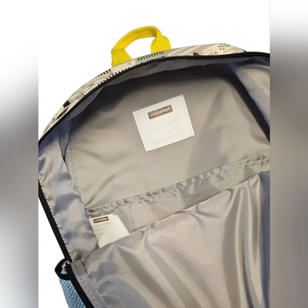 Petit Collage Animals Eco-friendly Kids Backpack in Gray & Teal
